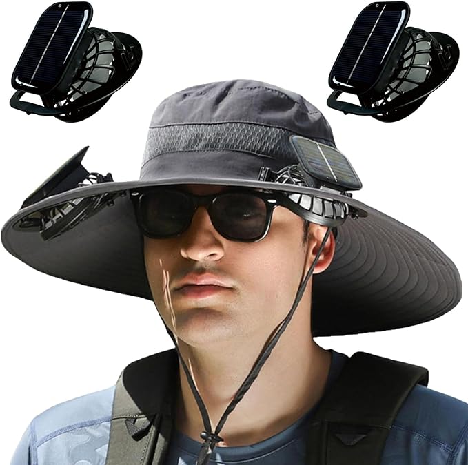Stay Cool and Protected with the Wide Brim Solar Fan Outdoor Fishing Hat