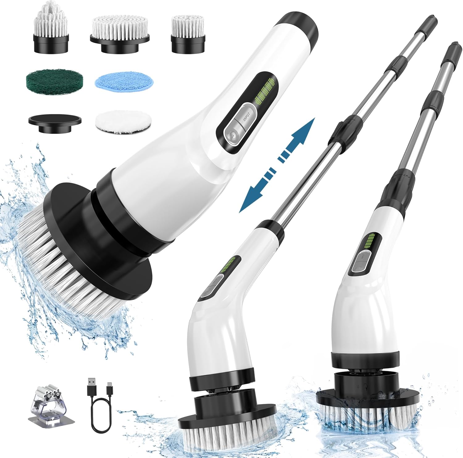 Electric Spin Scrubber for Cleaning Bathroom: Cordless Power Shower Scrubber – Electric Cleaning Brush for Tile Tub